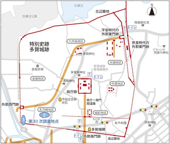 第83次調査地点を示した図