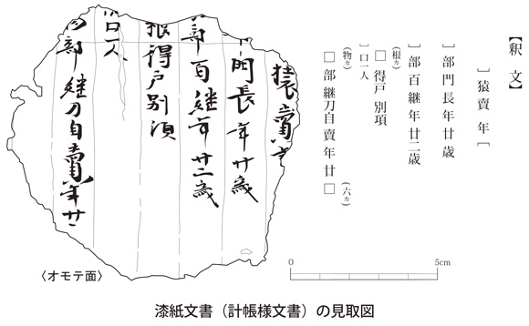 漆紙文書（計帳様文書）の見取図