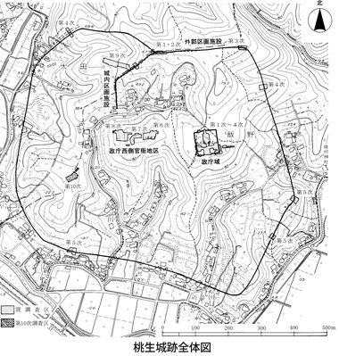 桃生城跡全体図