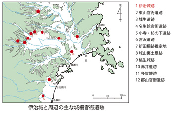 伊治城と周辺の主な城柵官衙遺跡