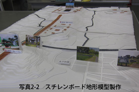 写真2-2　スチレンボード地形模型製作