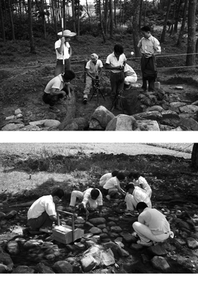 多賀城廃寺跡と多賀城政庁跡の発掘調査風景