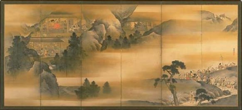 「酒呑童子図屏風(しゅてんどうじずびょうぶ)」　(右隻)