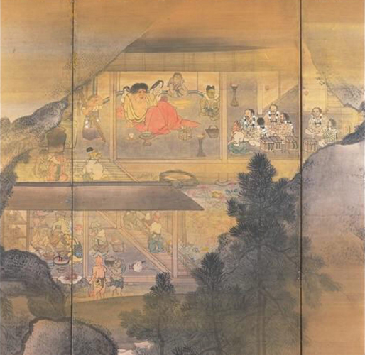 「酒呑童子図屏風(しゅてんどうじずびょうぶ)」　(右隻部分)