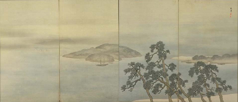 「松浜図屏風(しょうひんずびょうぶ)」