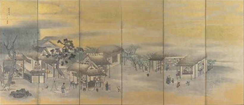 「耕織図屏風(こうしょくずびょうぶ)」（左隻）